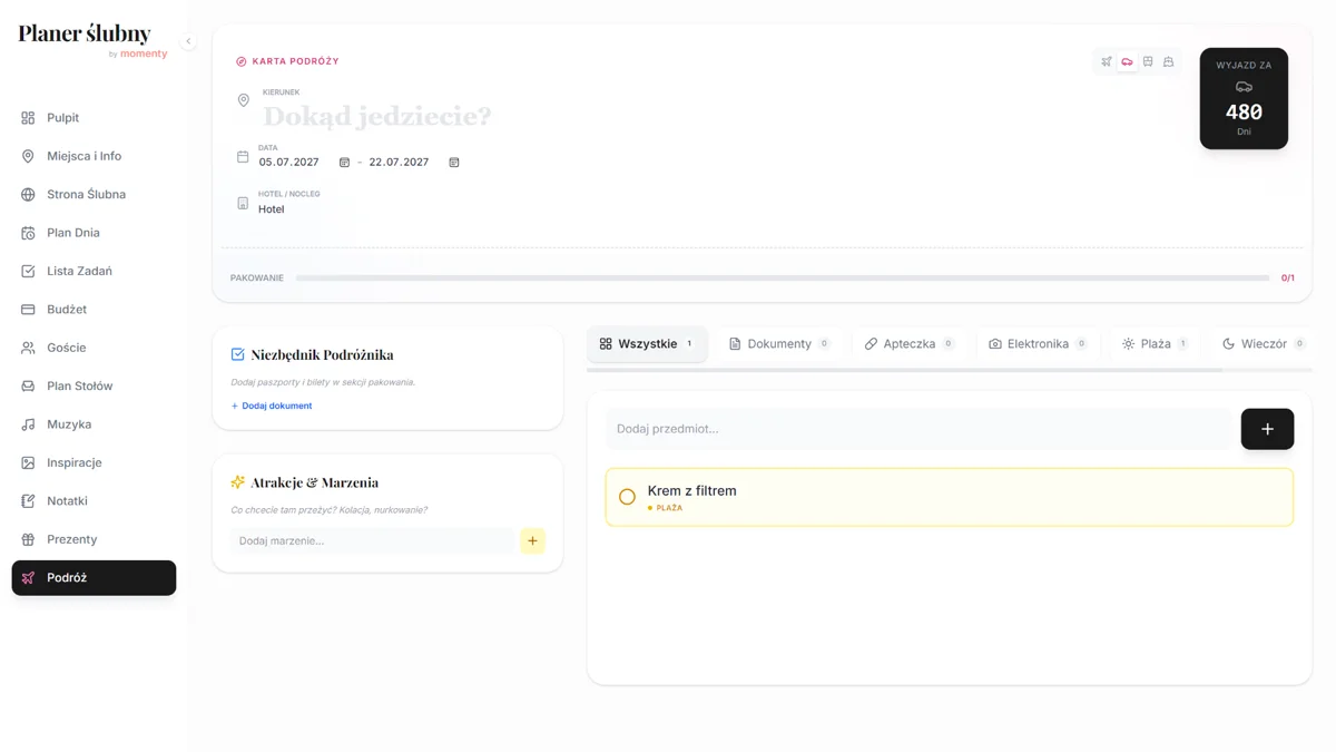 Planowanie podróży poślubnej online z dokumentami, pakowaniem i planem wyjazdu Planowanie podróży poślubnej online z dokumentami, pakowaniem i planem wyjazdu
